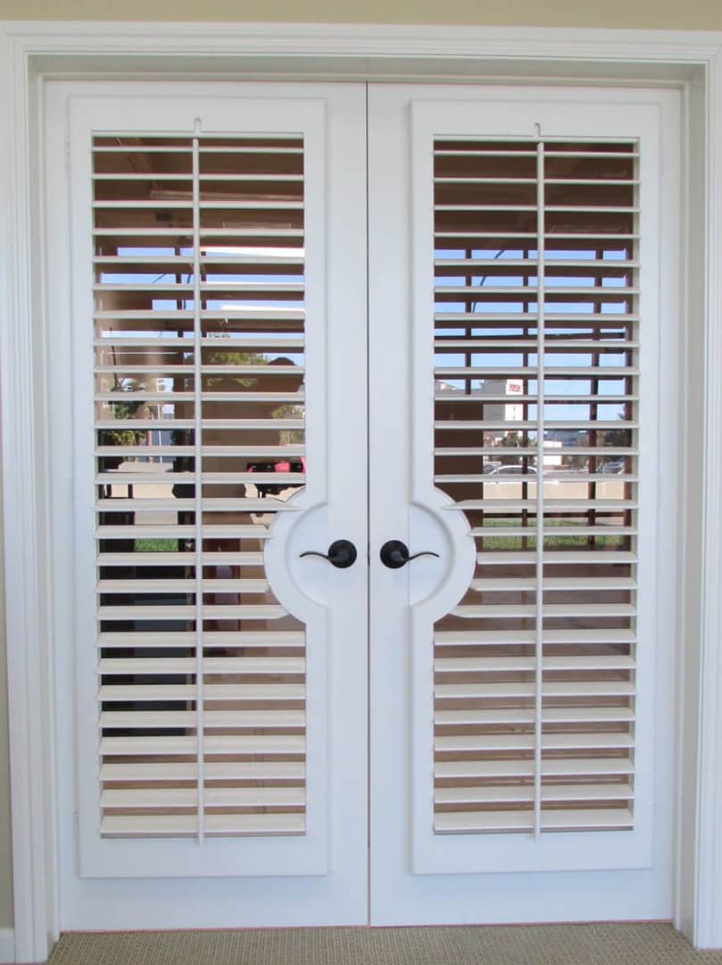 Custom French Door Shutters by Aha Blinds